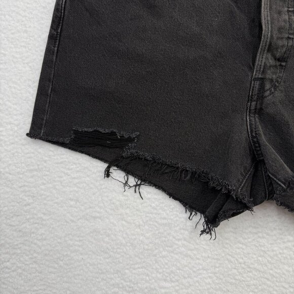Levis 501 Black Cut Off Button Fly Jean Shorts High Rise Western Womens W32 - Picture 5 of 12